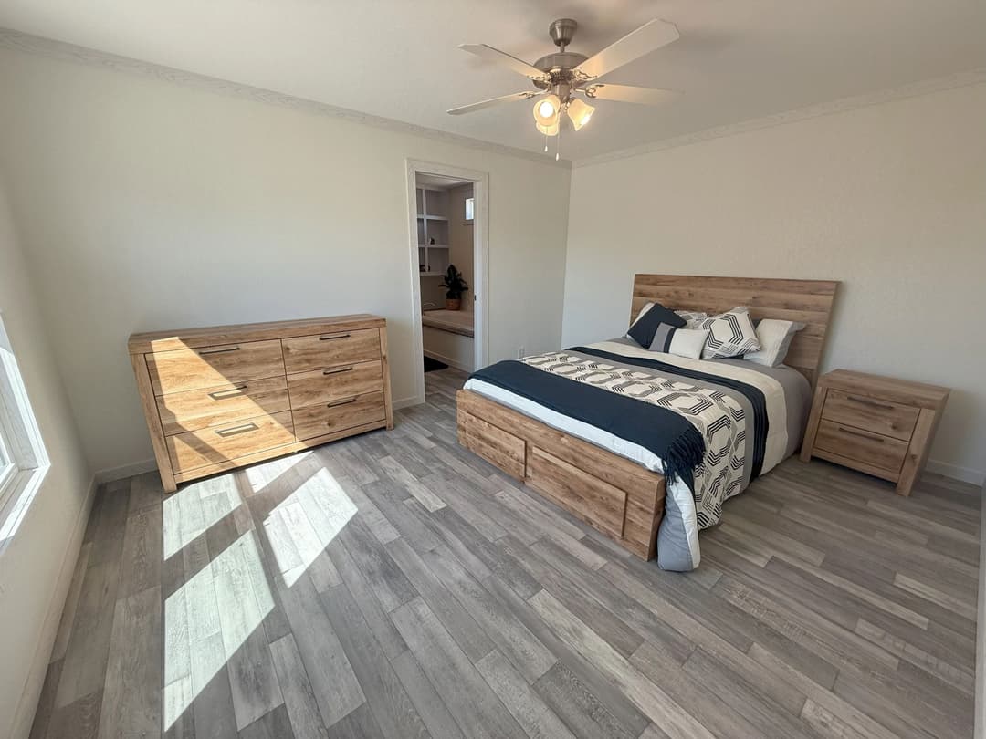 The mesquite bedroom home features