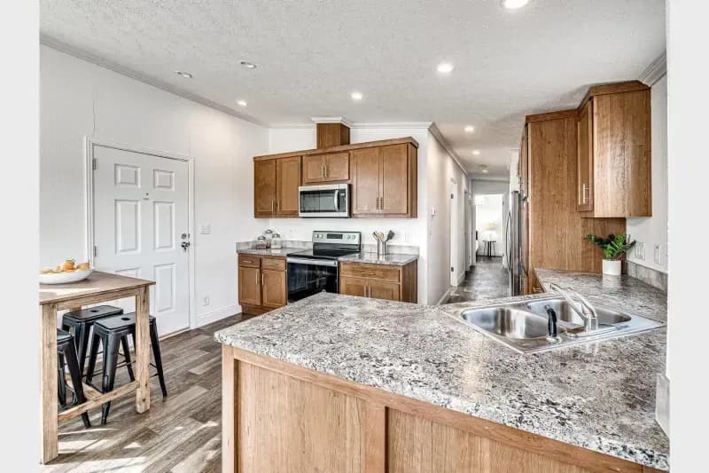 Contemporary cabin kitchen home features