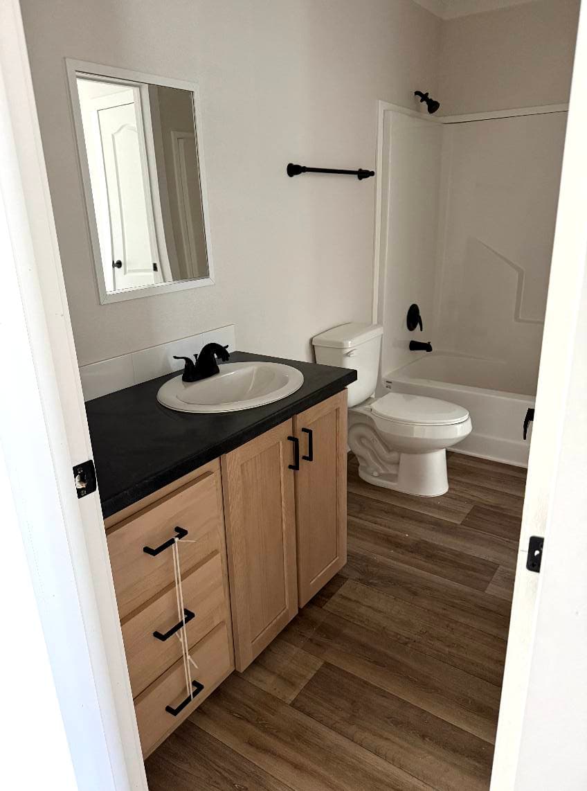 The red river bathroom home features