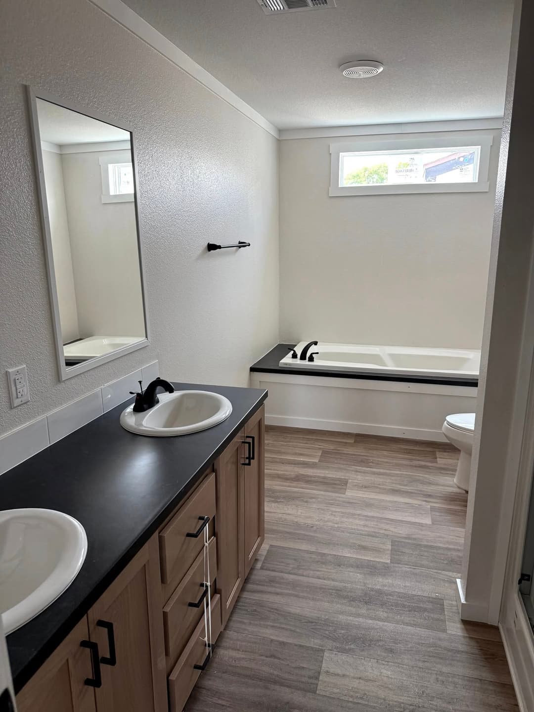 The red river bathroom home features