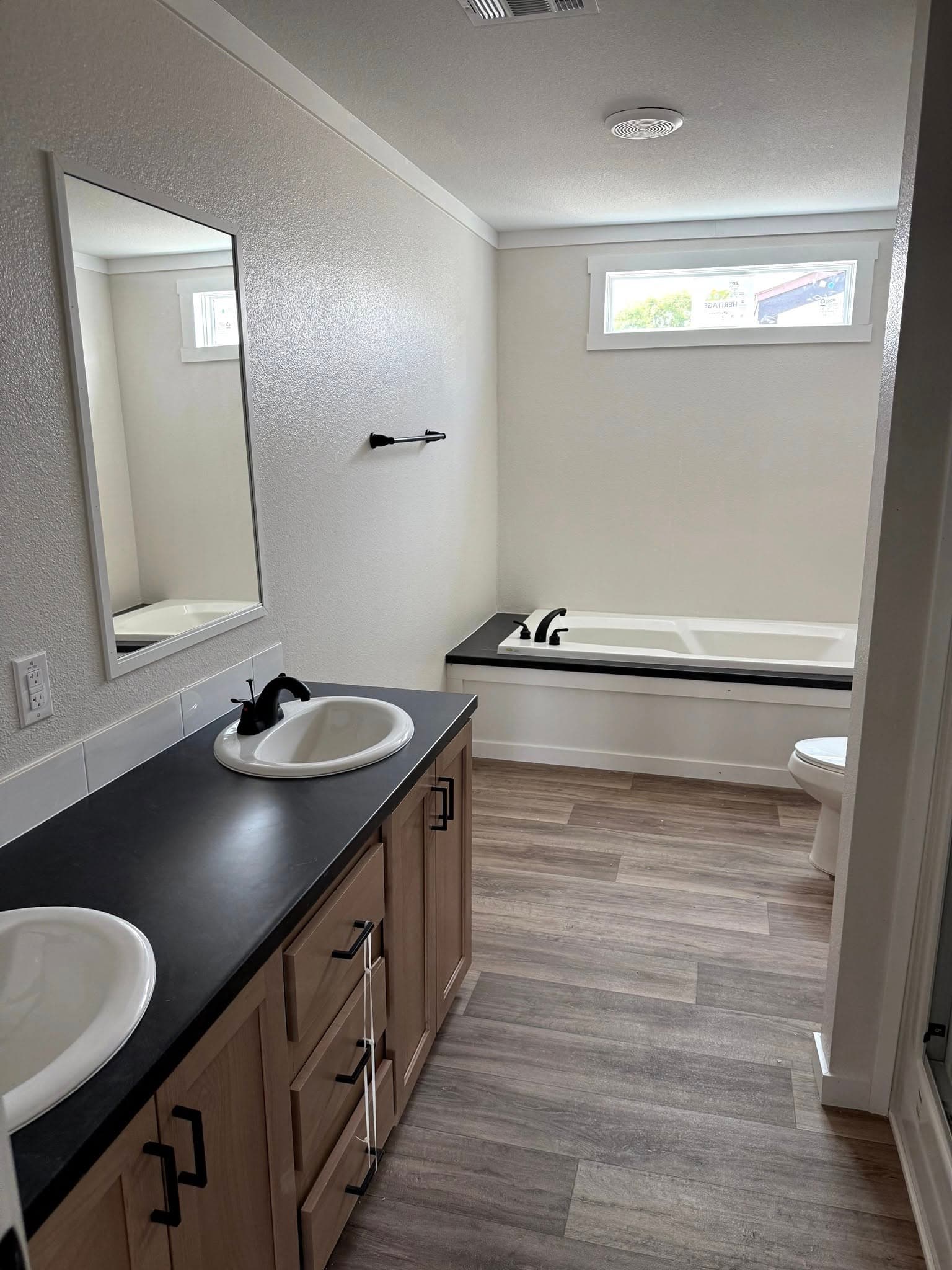 The red river bathroom home features